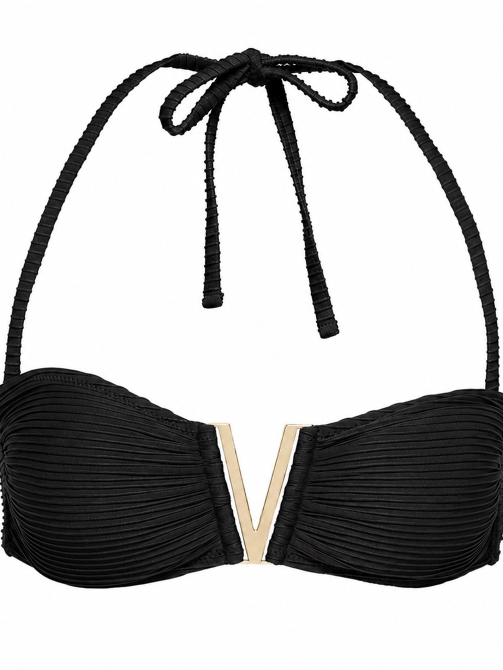 Heidi Klein Women’s Black V-Accent Bandeau Swim Top